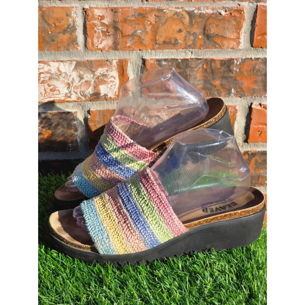 Beaver Creek Woven Raffia Platform Slides – Women’s Size 9M - Picture 2 of 5